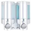 Better Living Aviva Shower Dispenser 2 Chamber, Wall Mount Shower Soap Dispenser for Bathroom Hotel Body Wash, Built-in Hooks, No Drill, Waterproof Shampoo Soap Dispenser, 2 x 11 oz, Satin Silver view 1