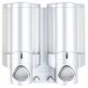 Better Living Aviva Shower Dispenser 2 Chamber, Wall Mount Shower Soap Dispenser for Bathroom Hotel Body Wash, Built-in Hooks, No Drill, Waterproof Shampoo Soap Dispenser, 2 x 11 oz, Satin Silver view 2