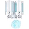 Better Living Aviva Shower Dispenser 2 Chamber, Wall Mount Shower Soap Dispenser for Bathroom Hotel Body Wash, Built-in Hooks, No Drill, Waterproof Shampoo Soap Dispenser, 2 x 11 oz, Satin Silver view 3
