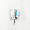 Better Living Aviva Shower Dispenser 2 Chamber, Wall Mount Shower Soap Dispenser for Bathroom Hotel Body Wash, Built-in Hooks, No Drill, Waterproof Shampoo Soap Dispenser, 2 x 11 oz, Satin Silver view 4