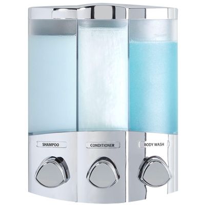 Better Living Products 76344-1 Euro Series TRIO 3-Chamber Soap and Shower Dispenser, Chrome