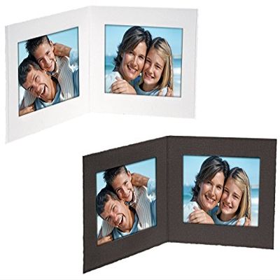 Collectors Gallery Black Cardboard Double Photo Folder 6x4 Frame w/Plain Border (Sold in 25s) - 4x6
