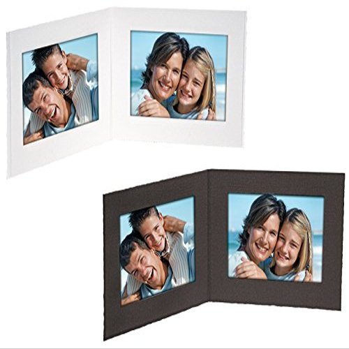 Collectors Gallery Black Cardboard Double Photo Folder 6x4 Frame w/Plain Border (Sold in 25s) - 4x6