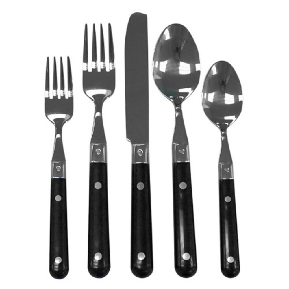 Ginkgo International Le Prix 20-Piece Stainless Steel Flatware Place Setting, Black, Service for 4