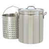 Bayou Classic 1144 44-qt Stainless Stockpot w/Basket Features Domed Vented Lid Heavy Welded Handles Perforated Stainless Basket Perfect For Low Country Boils Steaming Gumbo and Stews view 1