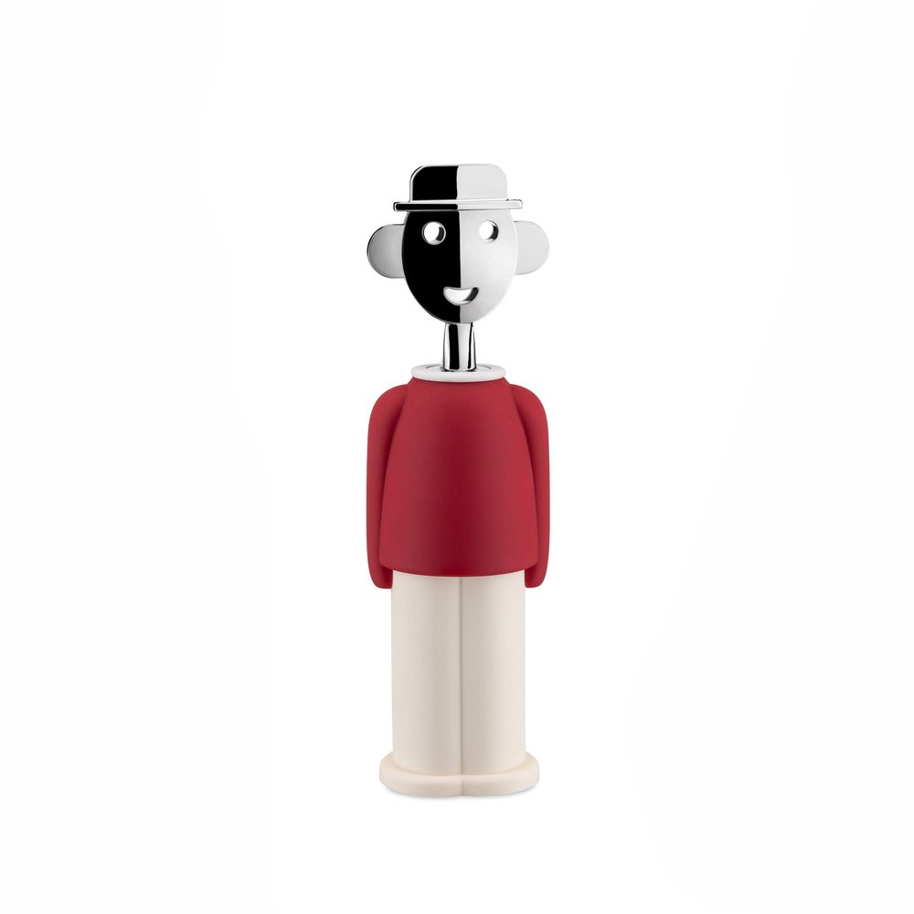 Alessi AAM23 R Alessandro M. - Design Corkscrew in Chrome-plated Zamak and Thermoplastic Resin, Red and White