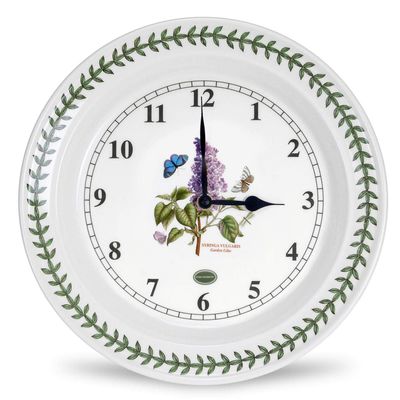 Portmeirion Botanic Garden 10.5-inch Wall Clock, Garden Lilac Motif - Fine Earthenware Silent Wall Clock, Chip-Resistant Glaze, Sophisticated Room & Farmhouse Kitchen Dcor Accent