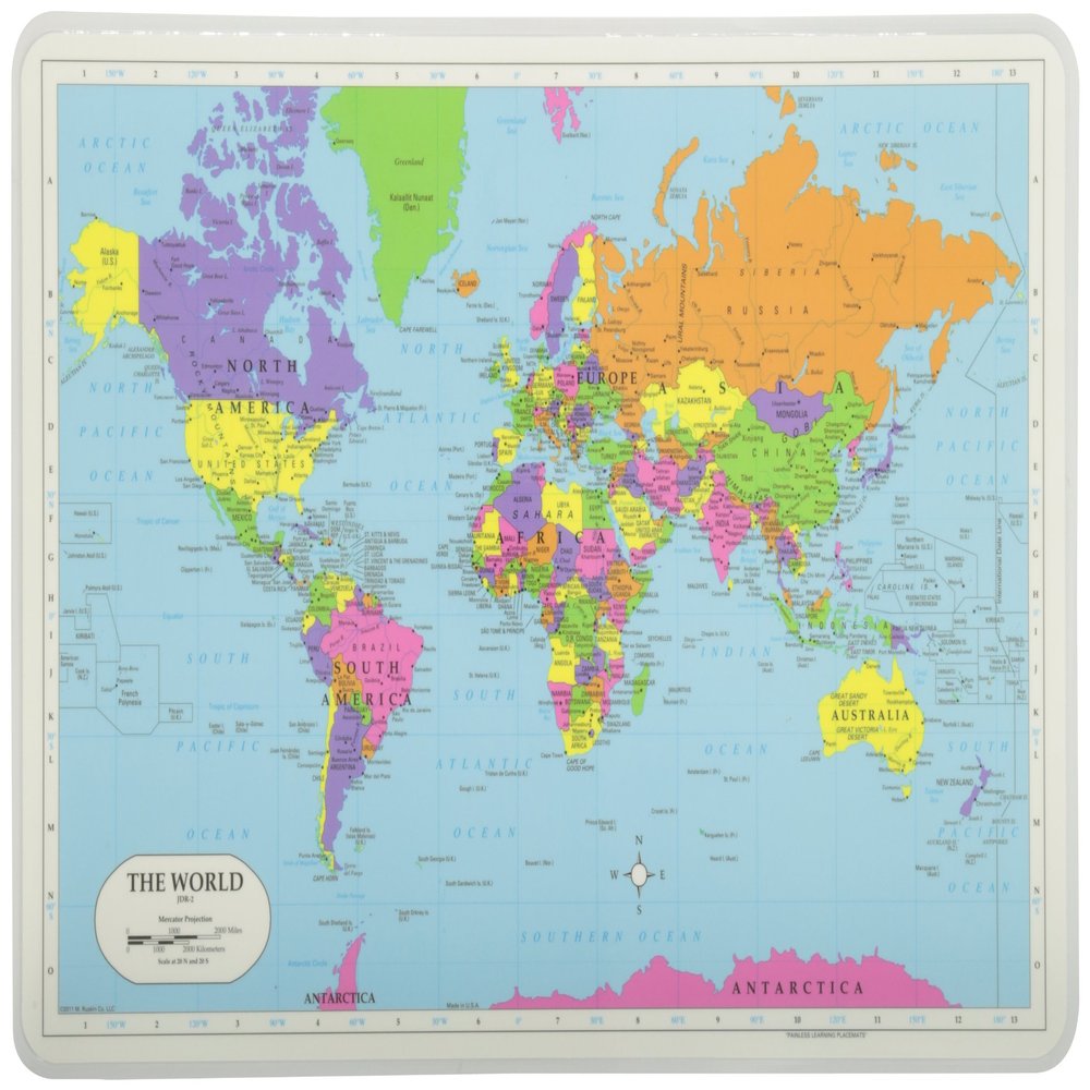 Painless Learning World Map Placemat