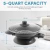 Aroma Housewares AEW-306 Electric Wok with Tempered Glass Lid Easy Clean Nonstick, Cooking Chopsticks, Tempura and Steaming Racks, Professional Model, Black view 2