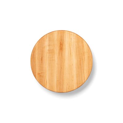 John Boos B Series Round Wooden Maple Cutting Board 12x12 1.5 Thick, 12-lb Non-Reversible Butcher Block with Wood Bun Feet & Edge-Grain