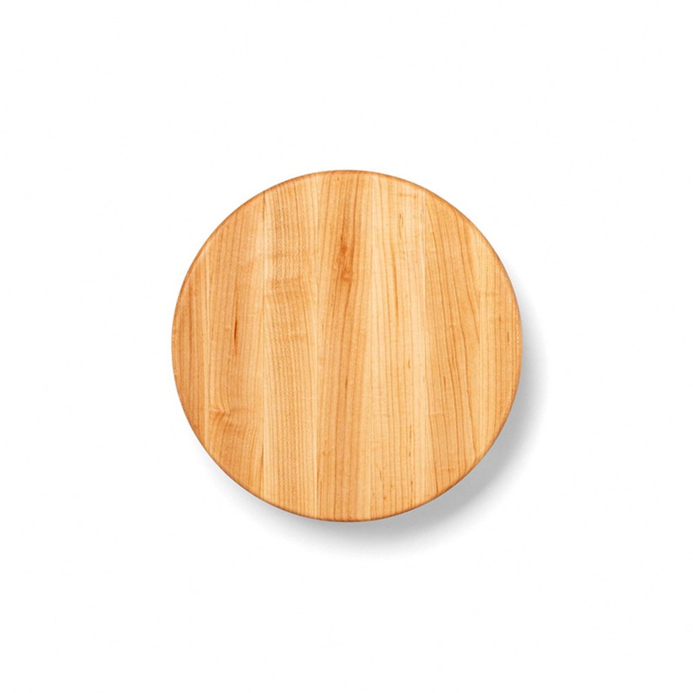 John Boos B Series Round Wooden Maple Cutting Board 12x12  1.5 Thick, 12-lb Non-Reversible Butcher Block with Wood Bun Feet & Edge-Grain