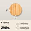 John Boos B Series Round Wooden Maple Cutting Board 12x12  1.5 Thick, 12-lb Non-Reversible Butcher Block with Wood Bun Feet & Edge-Grain view 2