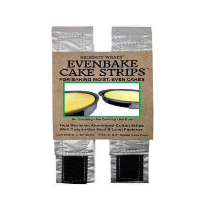 Regency Wraps EvenBake CakeStrips, Aluminized Cotton Band with Secure Velcro-like Closure to Create Moist, Even Layers, Pack of 2, Silver, 30", fit 8-9" cake pans