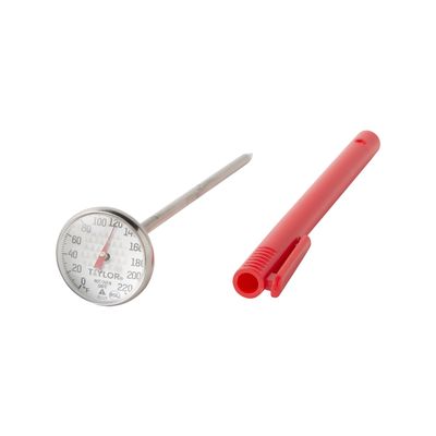 Taylor Instant Read Analog Meat Food Grill BBQ Cooking Kitchen Thermometer with Red Pocket Sleeve Clip, 1 Inch Dial