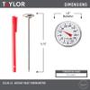 Taylor Instant Read Analog Meat Food Grill BBQ Cooking Kitchen Thermometer with Red Pocket Sleeve Clip, 1 Inch Dial view 3
