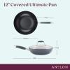 Anolon Advanced Hard Anodized Nonstick Frying Pan/ Fry Saute All Purpose Pan with Lid - 12 Inch, Gray view 3