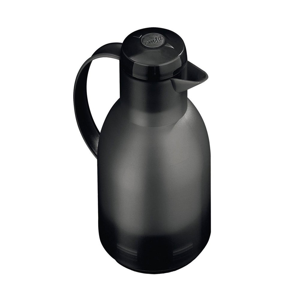 Emsa Samba, Quick Press, Vacuum Insulated Thermal Carafe, 34 oz, Translucent Black