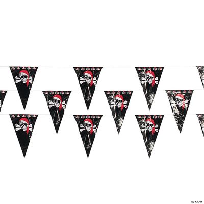 Pirate Banner - Pirate Pennant - 100 ft Jolly Roger Flag - 1 Piece - Pirate Party Decorations - Pirate Decor - Pirate Birthday Party Decorations - Skull Party - Pennants - Hanging Dcor