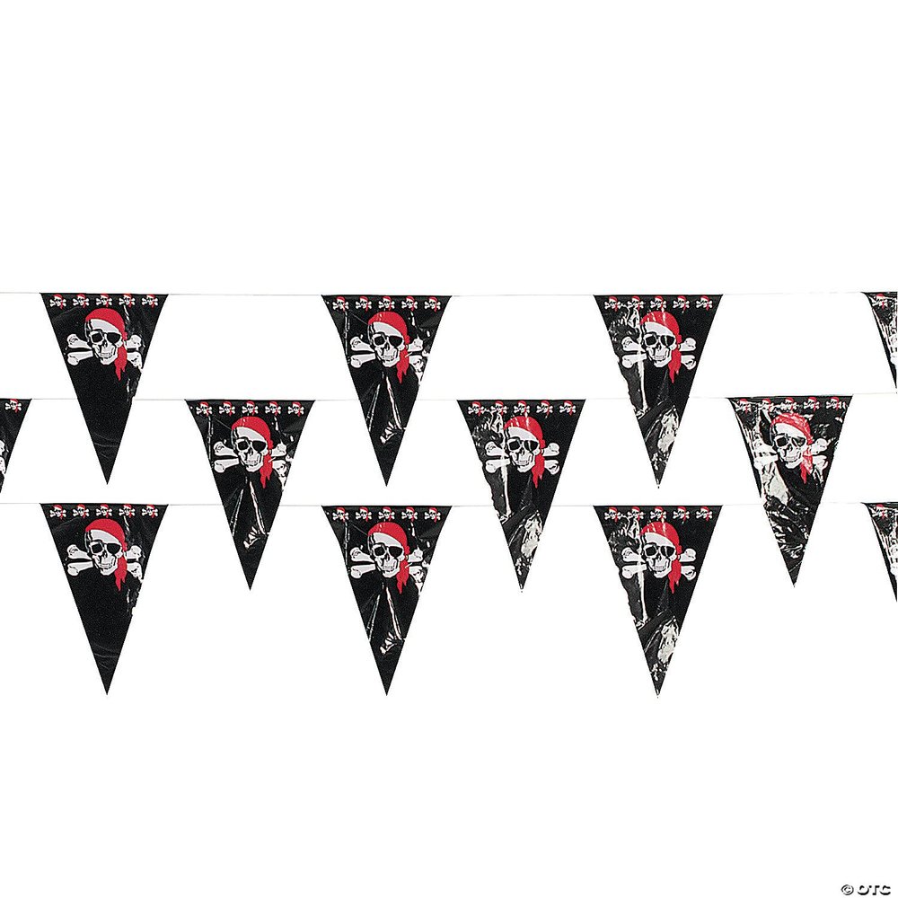 Pirate Banner - Pirate Pennant - 100 ft Jolly Roger Flag - 1 Piece - Pirate Party Decorations - Pirate Decor - Pirate Birthday Party Decorations - Skull Party - Pennants - Hanging Dcor