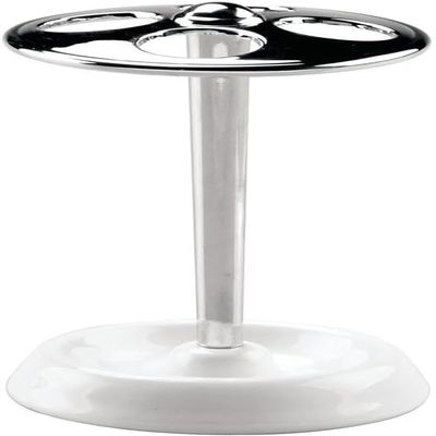 iDesign York Ceramic and Steel Divided Toothbrush Stand - 3.25" x 5", White/Chrome