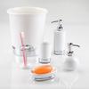 iDesign York Ceramic and Steel Divided Toothbrush Stand - 3.25" x 5", White/Chrome view 4