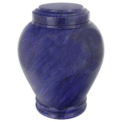 Cobalt Marble Cremation Urn by Silverlight Urns, Blue Stone Funeral Urn- Vase Shaped with Lid, 10.25 Inches Tall