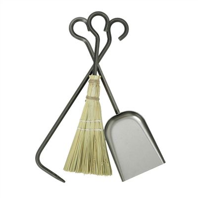 Enclume 3 Piece Short Fireplace Tools, Hammered Steel