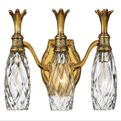 Hinkley Plantation Medium Three Light Bath Vanity - Pineapple Motif, 1-Light, Clear Optic Glass, Brass - Burnished Brass Finish