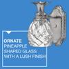 Hinkley Plantation Small Single Light Bath Vanity Sconce - Pineapple Motif, 1-Light, Clear Optic Glass - Polished Antique Nickel Finish view 3