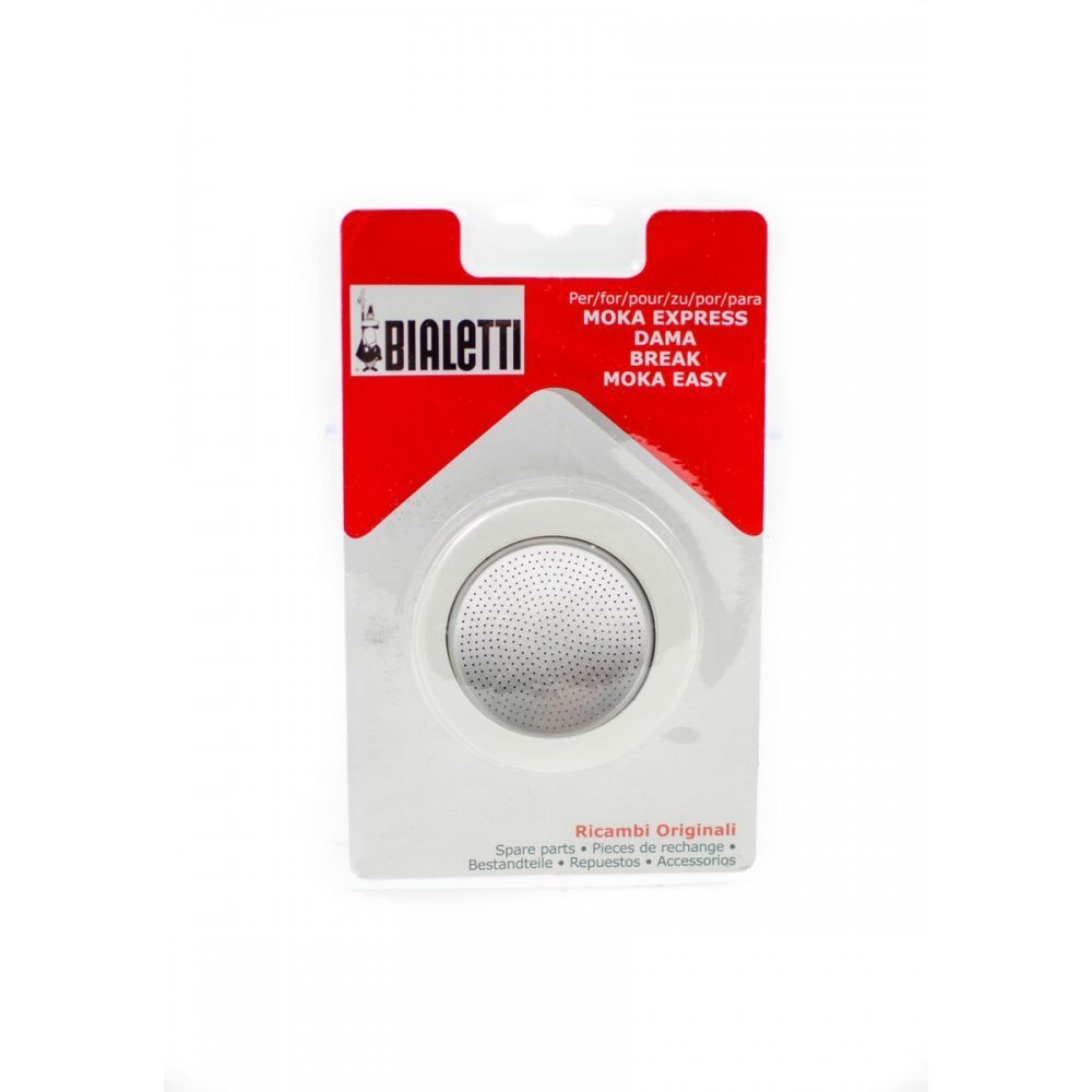 Packaging of 3 gaskets and 1 filter for aluminum coffeepots 3 cups.