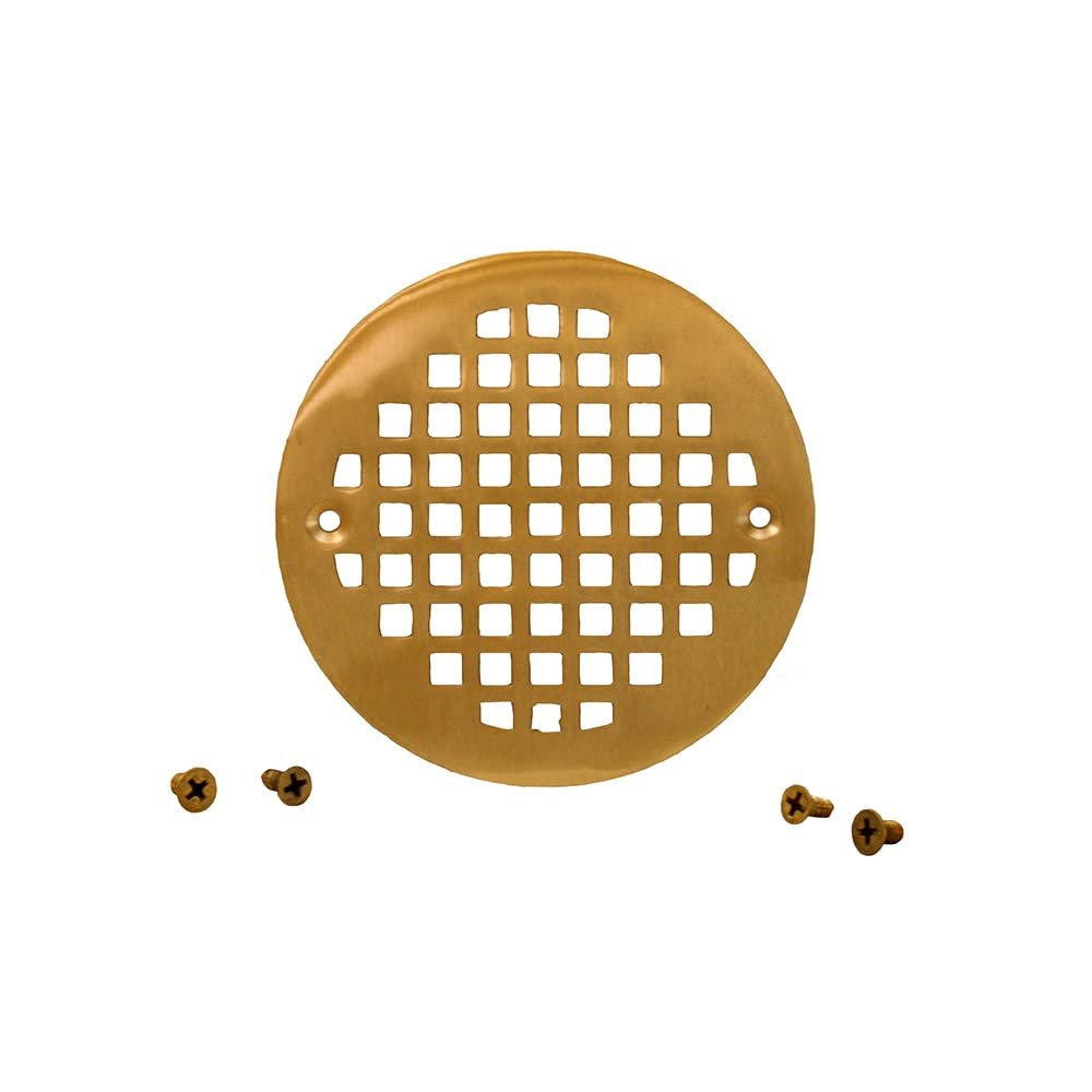 Jones Stephens 4" Polished Brass Round Cast Coverall Strainer