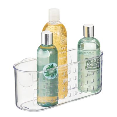 iDesign Hanging Suction Shower Caddy Basket for Bathroom Storage - Clear - Made in USA