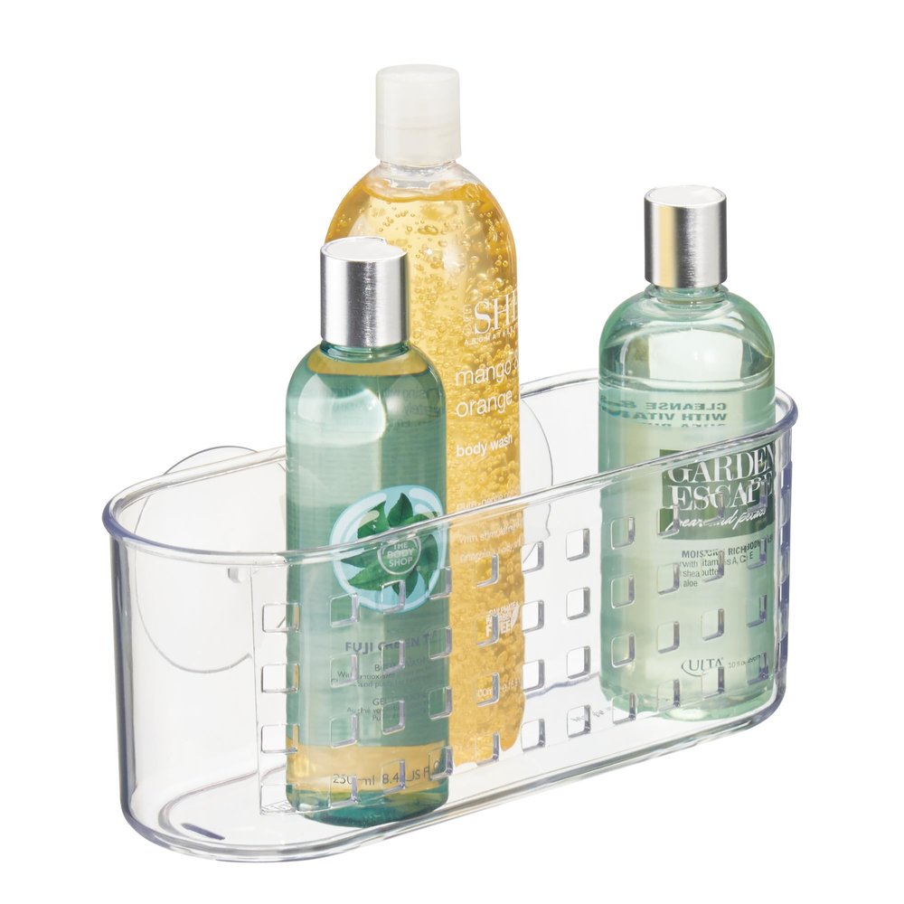 iDesign Hanging Suction Shower Caddy Basket for Bathroom Storage - Clear - Made in USA