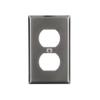 Eaton 93101 Standard Size Stainless Steel 1-Gang Duplex Receptacle Wallplate, Satin Brush Finish view 1