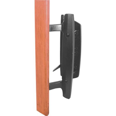 Prime-Line C 1131 Sliding Glass Door Handle Set  Replace Old or Damaged Door Handles Quickly and Easily  Black Diecast, Mortise/Hook Style, Fits 3-15/16 Hole Spacing (1 Set)