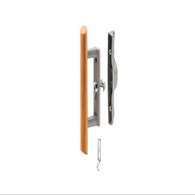 Sliding Glass Patio Door Handle Set with Internal Lock for Viking Doors, 3-15/16" Screw Holes, Non-Keyed, Wood/Aluminum