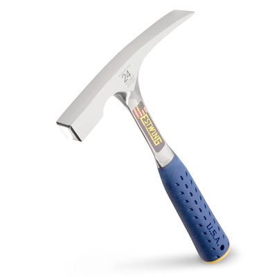 ESTWING Bricklayer's/Mason's Hammer - 24 oz USA Made Masonry Tool with Forged Steel Construction & Shock Reduction Grip - E3-24BLC