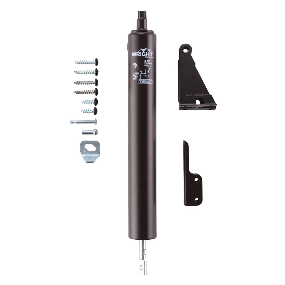Wright Products Pneumatic Storm Door Closer  Adjustable, Smooth-Closing with Hold-Open Washer (Transitional, Bronze)