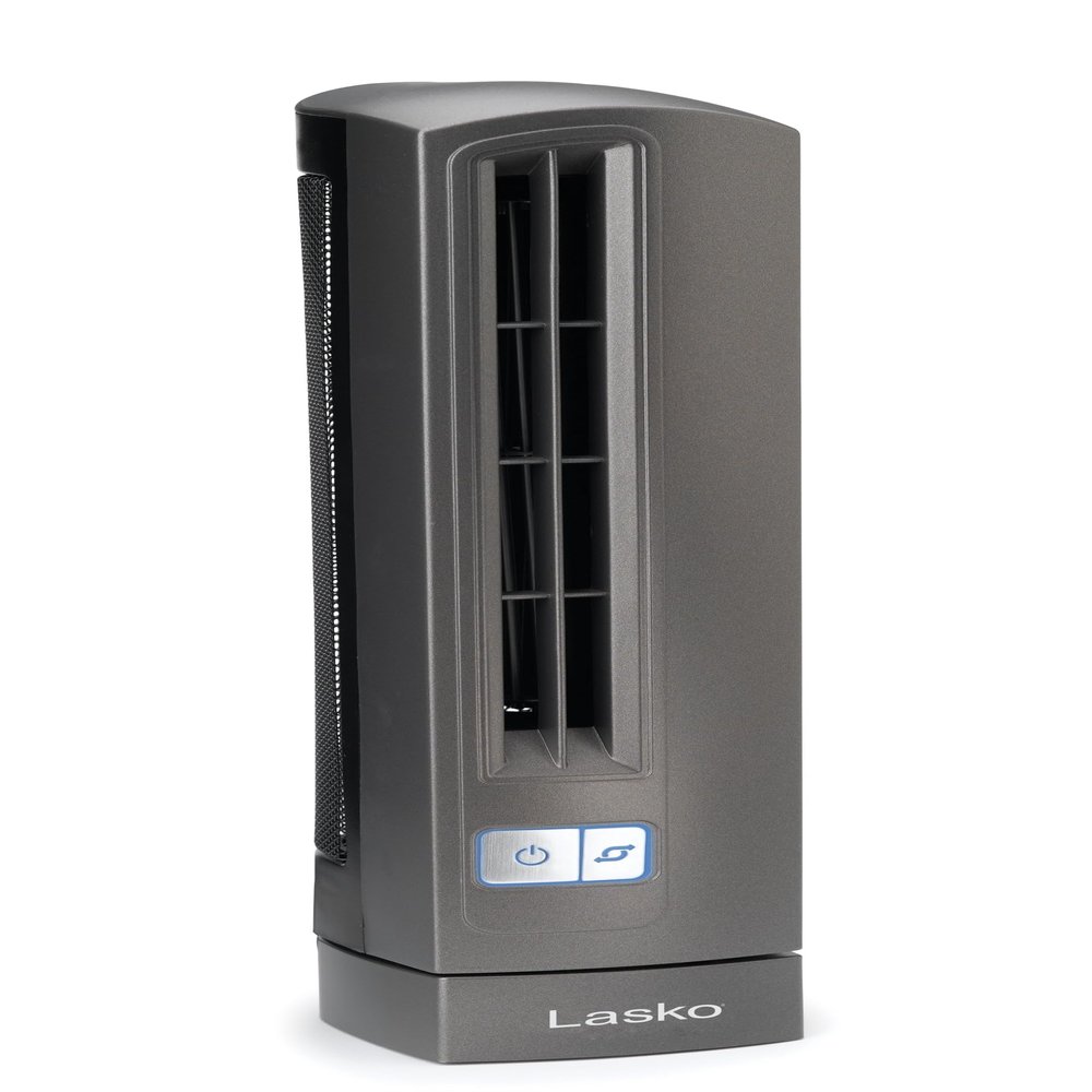 Lasko Air Stik Ulta-Slim Oscillating Desktop Fan, 2 Speeds, for Bedroom, Living Room, Office, 14", Gray, 4000