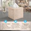 Creative Home Luxury Natural Champagne Marble Tissue Box Cover Heavy-Duty Square Facial Tissue Holder, Hand-Carved for Bathroom Bedroom Living Room, Elegant Durable, Beige, 5.4 x 5.4 x 5.6 H Inch view 3
