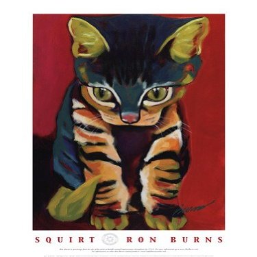Squirt by Ron Burns Tabby Cat Art Print Poster, Overall Size: 18x24, Image Size: 13.5x20.25
