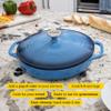 Lodge 3.6 Quart Enameled Cast Iron Oval Casserole With Lid  Dual Handles  Oven Safe up to 500 F or on Stovetop - Use to Marinate, Cook, Bake, Refrigerate and Serve  Caribbean Blue view 2
