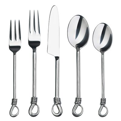 Gourmet Settings - 20-Piece Silverware Set -TWIST Collection - Polished Stainless Steel Flatware Sets - Service for 4 - Kitchen Cutlery Utensils Knife/Fork/Spoon - Dishwasher Safe