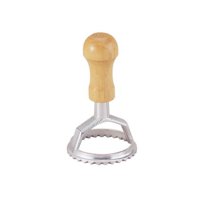 Fantes Ravioli Maker Stamp Set, Round Stamp with Wooden Handle and Fluted Edge, 2.5-Inch, The Italian Market Original since 1906