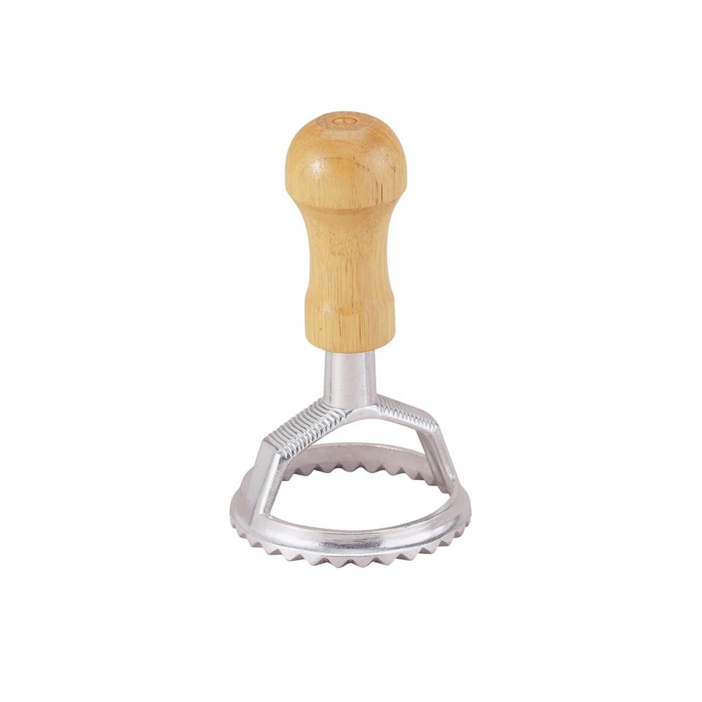 Fantes Ravioli Maker Stamp Set, Round Stamp with Wooden Handle and Fluted Edge, 2.5-Inch, The Italian Market Original since 1906