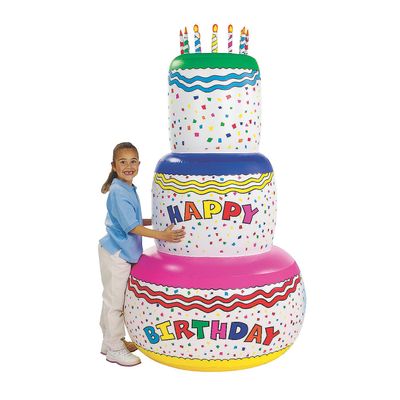 Fun Express Giant Inflatable Birthday Cake Party Decoration 6 Feet Tall - Happy Birthday Blow Up Yard Decorations for Women & Kids | Outdoor Indoor Birthday Inflatables for Home Lawn & Office Parties