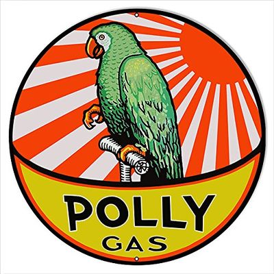 Victory Vintage Signs Large Orange and Yellow Polly Gas Sign 18 Round