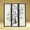 3-panel Black Finish Wooden Screen W/bamboo Design view 1