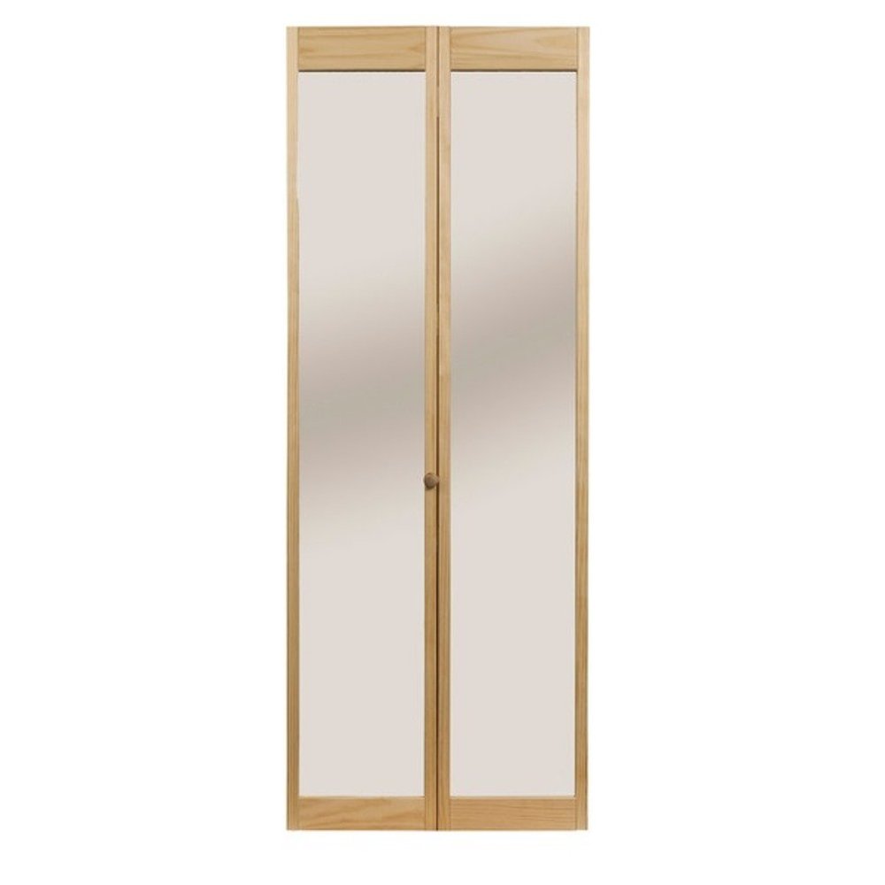 LTL Home Products 890726 Traditonal Mirror Bifold Interior Wood Door, 30" x 80", Unfinished Pine