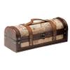 Twine Old World Wine Bottle Gift Box, Wooden Wine Box with Lid and Handle, Wood, Faux Leather, Antique Map Design, Holds 1 Bottle view 1